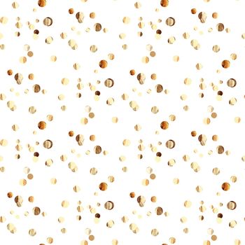 Golden confetti seamless pattern on white background