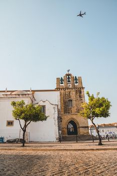 Empty street in Faro, Portugal. High quality photo