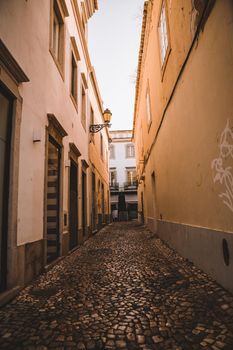 Empty street in Faro, Portugal. High quality photo