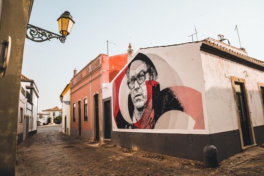 Empty street in Faro, Portugal. High quality photo