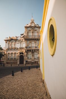 Empty street in Faro, Portugal. High quality photo