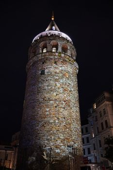 Galata Tower in Galata District, Istanbul City, Turkey