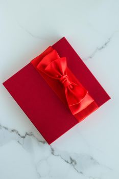 Romantic celebration, lifestyle and birthday present concept - Luxury red holiday gifts on marble