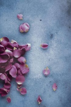 Art of flowers, wedding invitation and nature beauty concept - Rose petals on marble stone, floral background