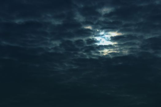 Beautiful abstract nightly clouds landscape in blue color