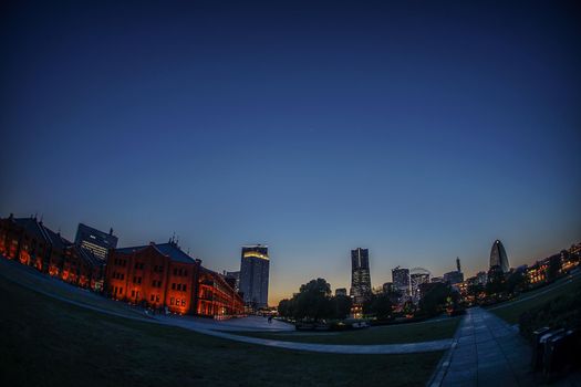 Sunset view and evening view of Yokohama Minato Mirai. Shooting Location: Yokohama-city kanagawa prefecture