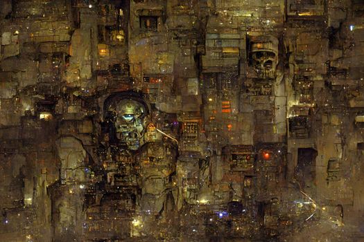 Abstract neural network generated art in ocher brownish colors. Digitally generated image. Not based on any actual scene or pattern.