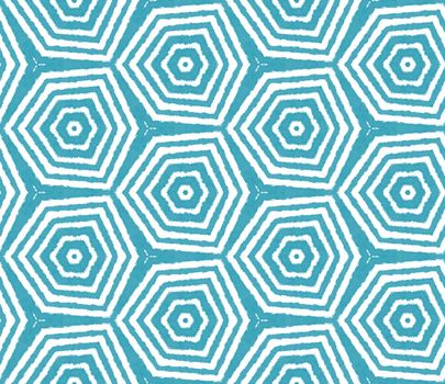 Medallion seamless pattern. Turquoise symmetrical kaleidoscope background. Textile ready beautiful print, swimwear fabric, wallpaper, wrapping. Watercolor medallion seamless tile.
