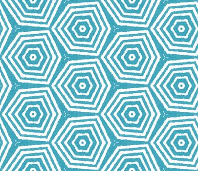 Medallion seamless pattern. Turquoise symmetrical kaleidoscope background. Textile ready beautiful print, swimwear fabric, wallpaper, wrapping. Watercolor medallion seamless tile.