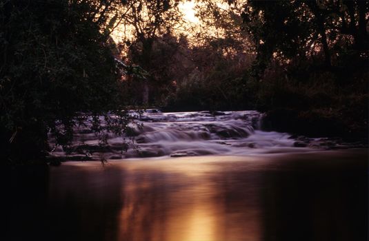 popa falls at the sunset, Namibia, Africa