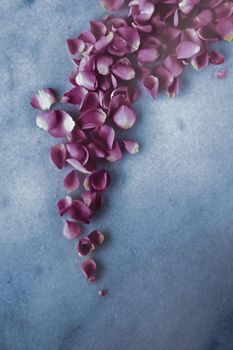 Art of flowers, wedding invitation and nature beauty concept - Rose petals on marble stone, floral background