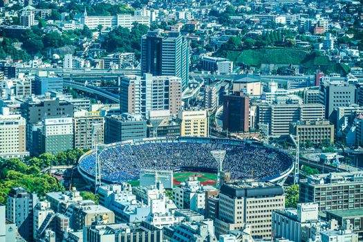 Yokohama Stadium seen from Yokohama Landmark Tower. Shooting Location: Yokohama-city kanagawa prefecture