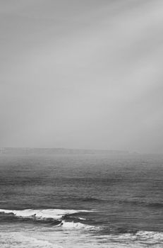 Coastal art print, monochrome and seascape concept - Atlantic ocean coast scenery, fine art