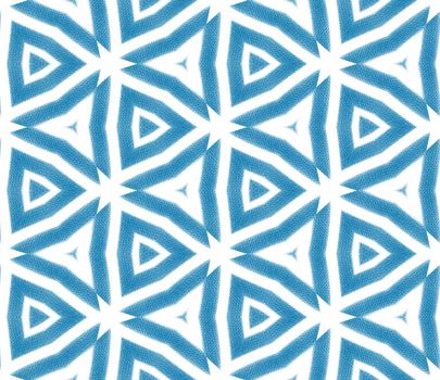 Medallion seamless pattern. Blue symmetrical kaleidoscope background. Watercolor medallion seamless tile. Textile ready juicy print, swimwear fabric, wallpaper, wrapping.