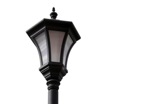 Old street lamp close up. Isolated object on a white background.