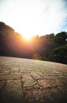 Outdoors is the place to be. Low angle shot of the paving at a public park