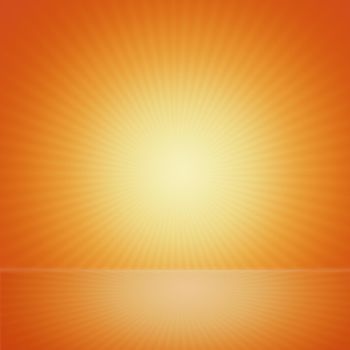 Orange radial burst background with rays from the star. Glow light flare effect. Explosion of the sun. Abstract modern pattern.