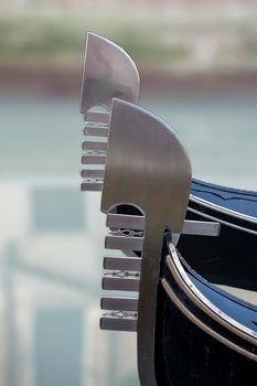 The typical comb or iron prow (ferro) of the gondola has the aim to protect the bow from possible collisions and also as embellishment