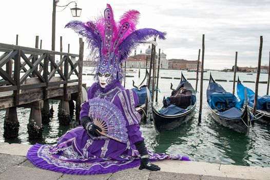 VENICE, ITALY - Febrary 23 2019: The masks of the Venice carnival 2019