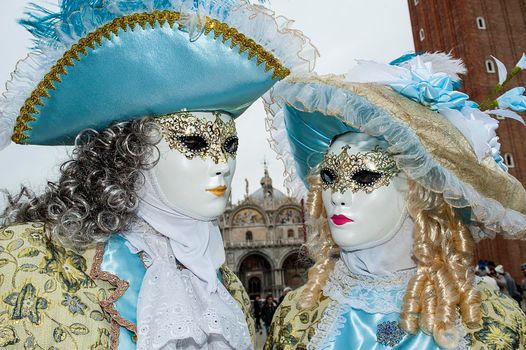 VENICE, ITALY - Febrary 7 2018: The masks of the Venice carnival 2018