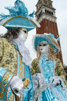 VENICE, ITALY - Febrary 7 2018: The masks of the Venice carnival 2018