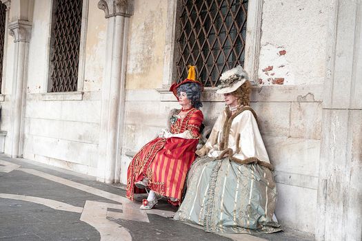 VENICE, ITALY - Febrary 22 2019: The masks of the Venice carnival 2019