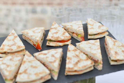 Small appetizers at the wedding