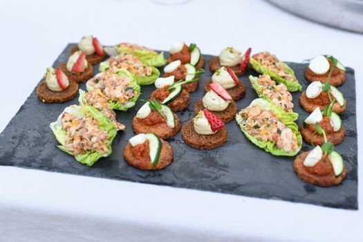 Small appetizers at the wedding