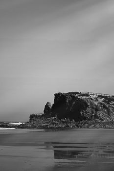 Coastal art print, monochrome and seascape concept - Atlantic ocean coast scenery, fine art