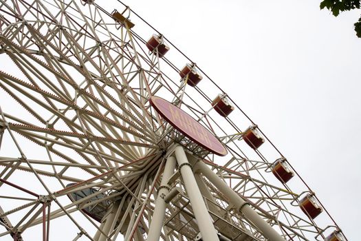 Belarus, Minsk - 18 august, 2022: View of the Ferris wheel cabins close up