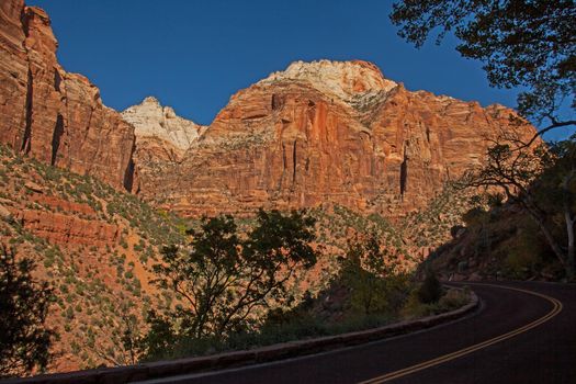 Zion National Park Landscape from Zion Park Boulevard near Springdale. Utah