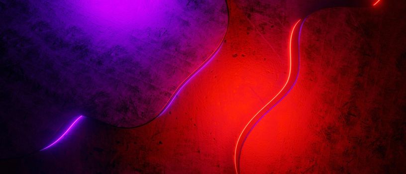 Violet and Red Combination Dynamic Shape Abstract Minimal Grungy Color Background with Purple and Red Light Smooth Texture. 3D render  Illustration