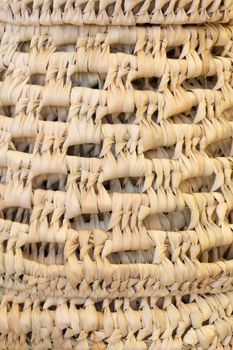 Beige wicker decor texture background close up