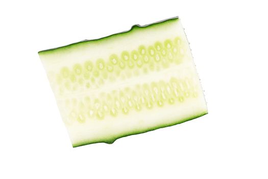 Green cucumber on white background. Cucumber slice isolated.
