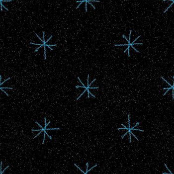 Hand Drawn Snowflakes Christmas Seamless Pattern. Subtle Flying Snow Flakes on chalk snowflakes Background. Attractive chalk handdrawn snow overlay. Wonderful holiday season decoration.