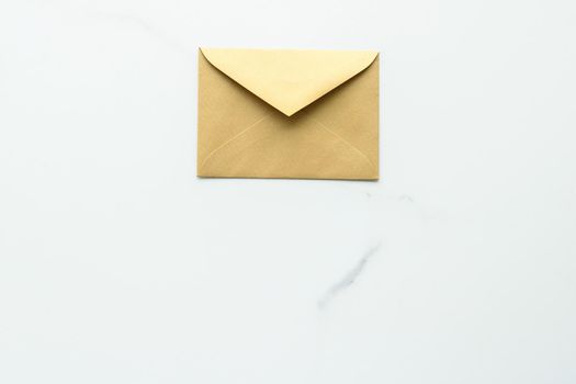 Communication, newsletter and business concept - Envelopes on marble background, message