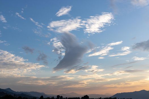 Cloudy sky at sunset. Sky texture or abstract nature background