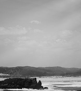 Coastal art print, monochrome and seascape concept - Atlantic ocean coast scenery, fine art