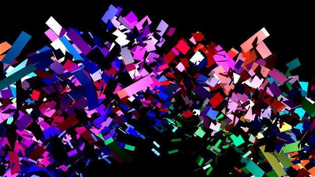 Abstract background with multicolored shapes on a black background