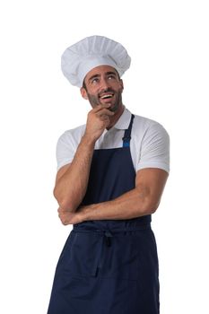 Chef thinking isolated over white background