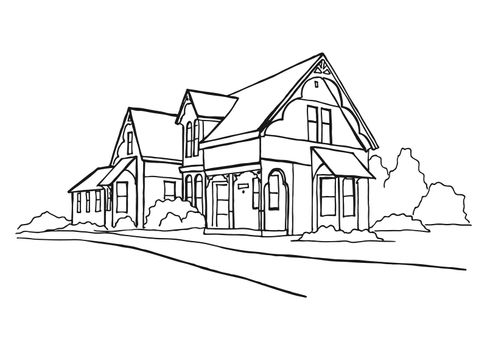 Hand drawn  house. Vector illustration in a sketch style.