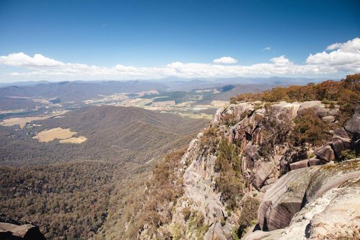 The view around Echo Point at Mt Buffalo on a summer's afternoon in the Victorian Alps, Australia