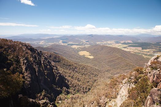 The view around Echo Point at Mt Buffalo on a summer's afternoon in the Victorian Alps, Australia