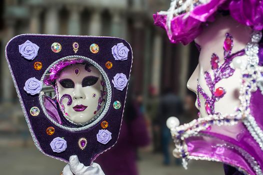 VENICE, ITALY - Febrary 7 2018: The masks of the Venice carnival 2018