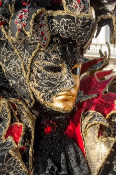 VENICE, ITALY - Febrary 6 2018: The masks of the Venice carnival 2018