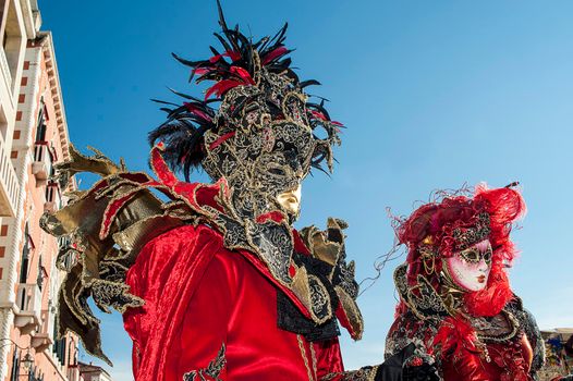 VENICE, ITALY - Febrary 6 2018: The masks of the Venice carnival 2018