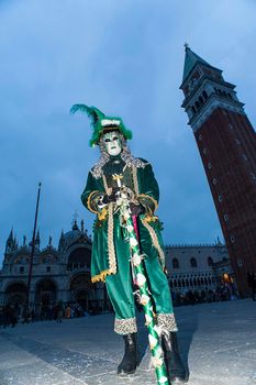 VENICE, ITALY - Febrary 6 2018: The masks of the Venice carnival 2018