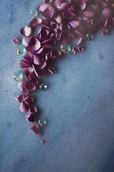 Art of flowers, wedding invitation and nature beauty concept - Rose petals on marble stone, floral background