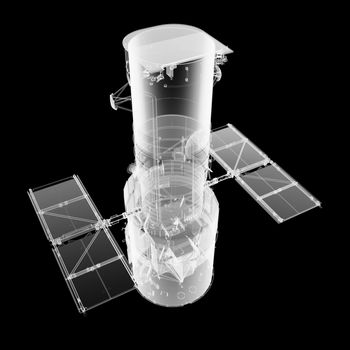 The Hubble Space Telescope. X-Ray 3d illustration on black background. Elements of this image furnished by NASA.