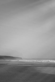 Coastal art print, monochrome and seascape concept - Atlantic ocean coast scenery, fine art